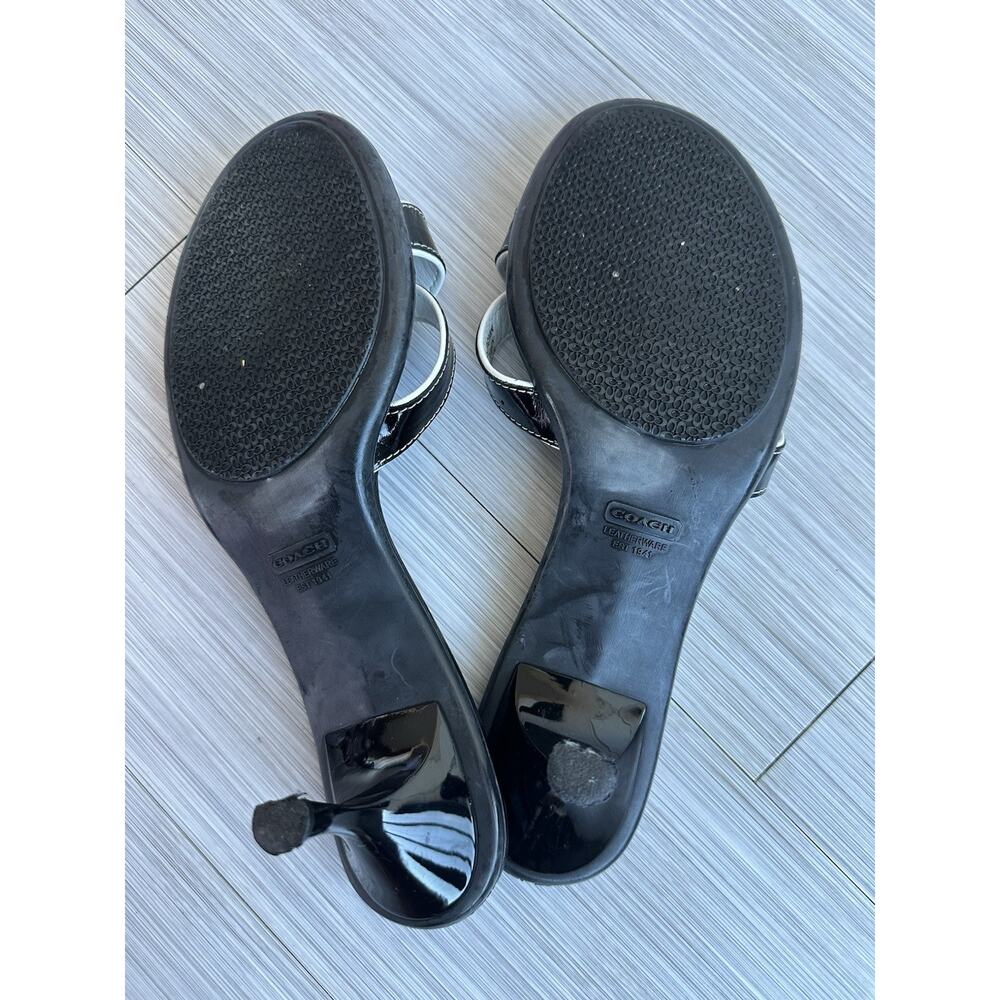 Vintage Y2K Coach Black Leather Slide Sandals Buckle Strap Accents Women US 9.5 - Picture 4 of 4